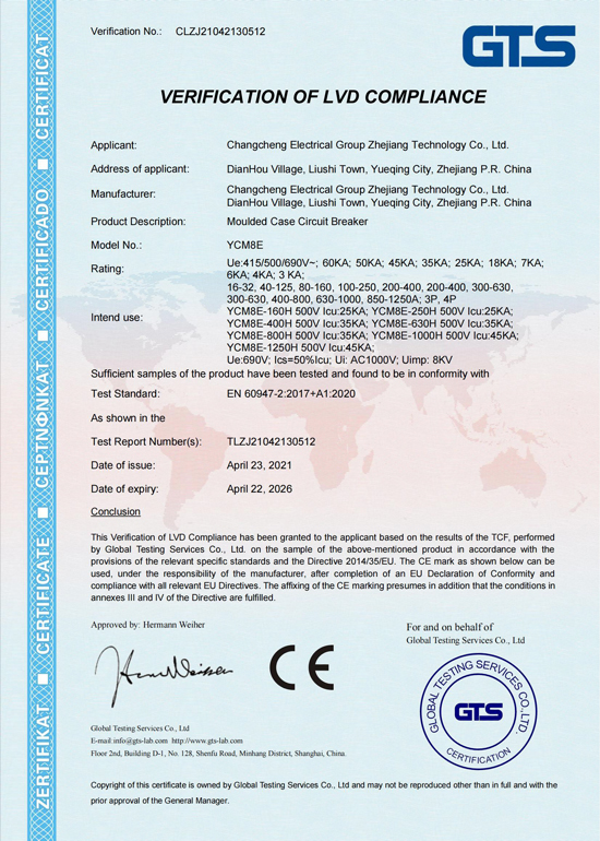 Certificat YCM8E