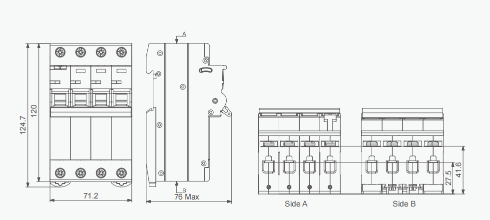 AFDD9-63 Arc Fault Detection Device（AFDD+MCB）Overall and mounting dimensions