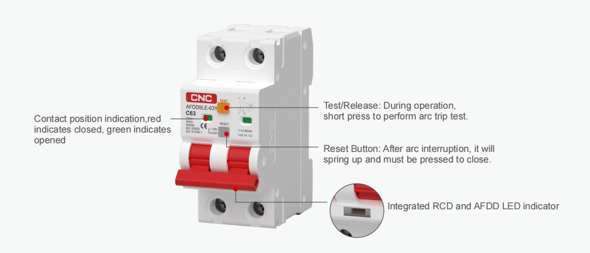 AFDD9LE-63Y Arc Fault Detection Device (AFDD+RCBO) 2