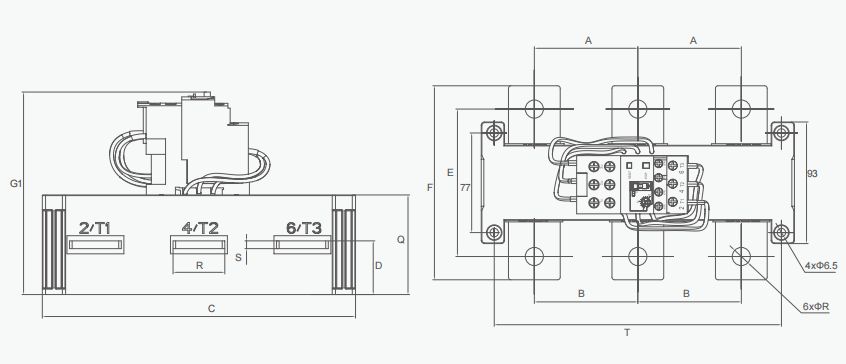 JR28F Thermal Overload Relay Overall and mounting dimensions(mm)