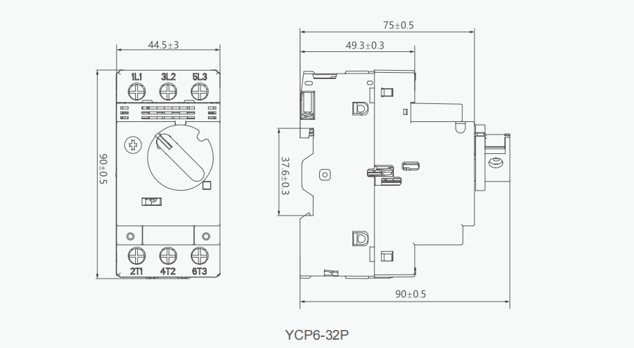 YCP6 Motor Starter Overall and mounting dimensions