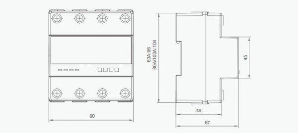 YCQVA-2 Automatic Transfer Switch Overall and mounting dimensions